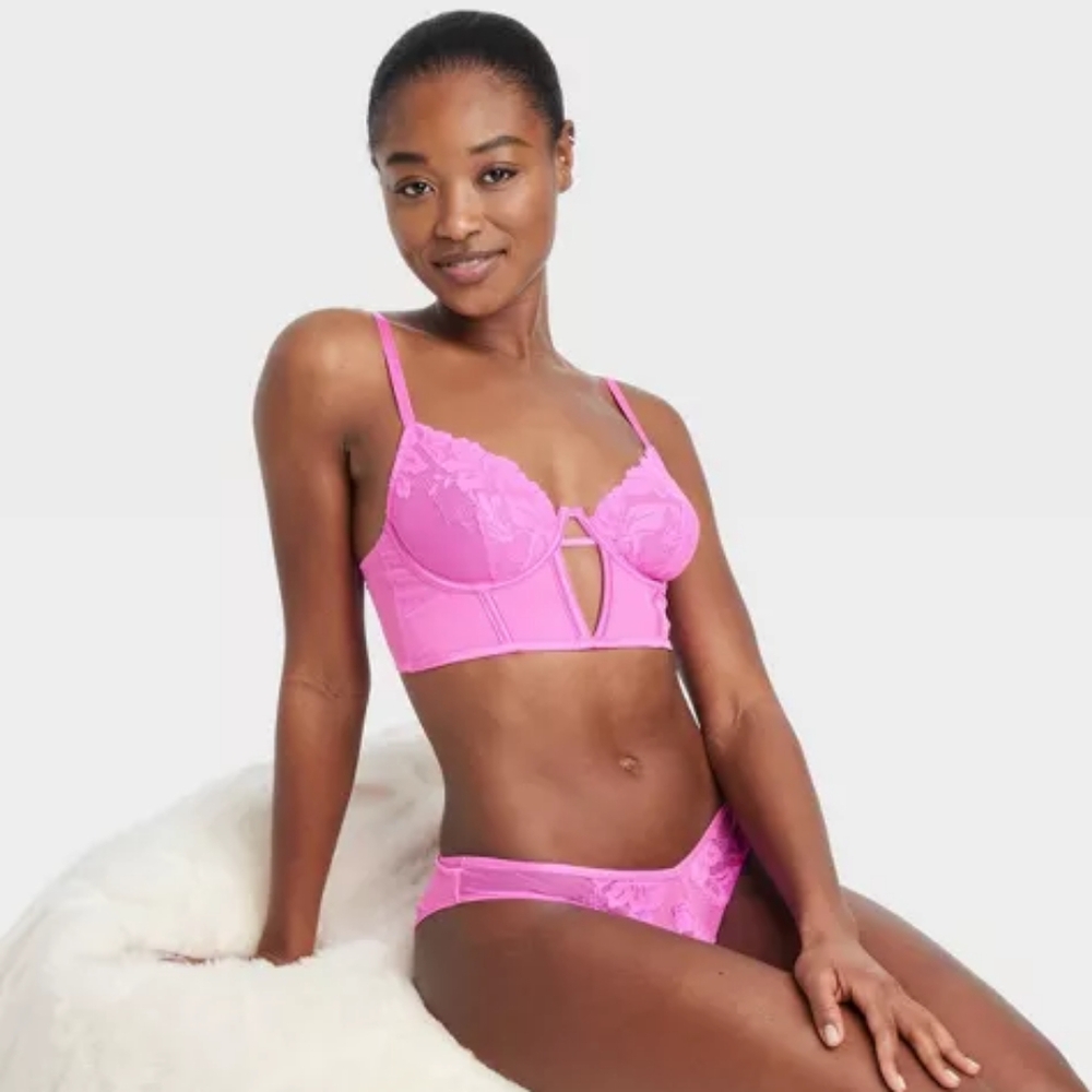 NWT Gilligan and O'Malley hot pink sexy lace bralette, all sizes